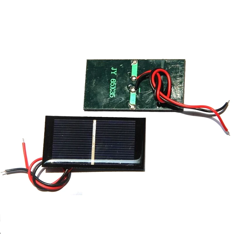 BUHESHUI 0.5V 600MA Polycrystalline Solar Panel With Wire Cell Module Battery Charger Toy Study 65*35MM 100pcs | Электроника