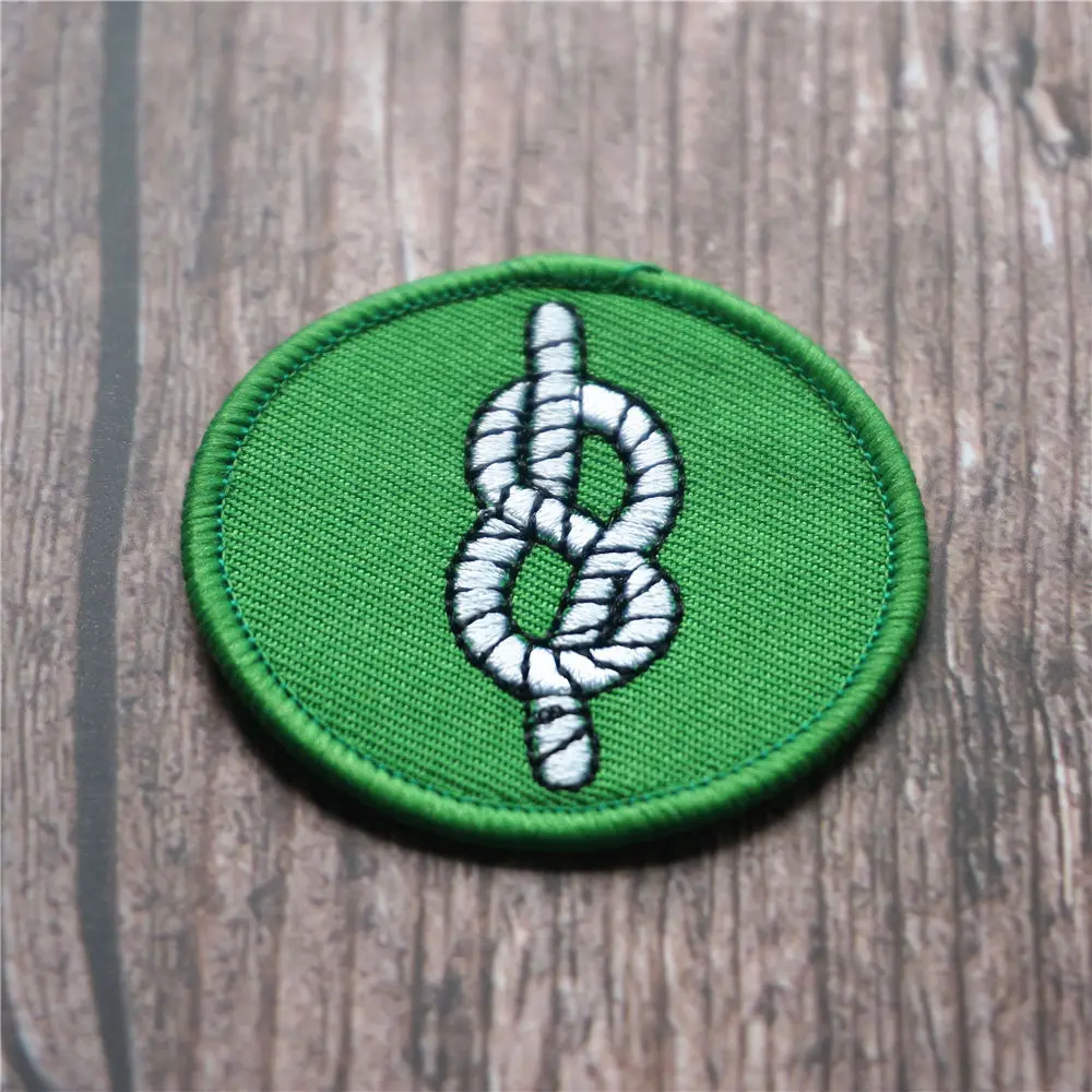 5 см зеленые вышитые Прошитые железные нашивки на веревочной повязке медалью