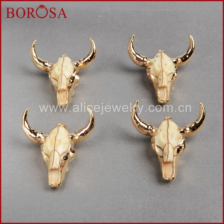 Бусина с головой буйвола BOROSA бусина золотого цвета шармом в виде быка и крупного