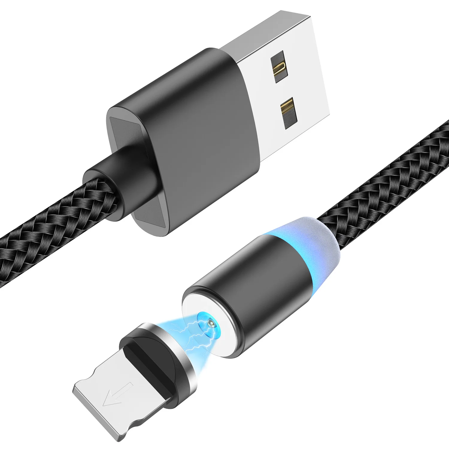 Moskado USB кабель с магнитной зарядкой USB цифровой линии быстрой зарядки Micro usb кабель для передачи данных type C USB зарядки шнуры - Цвет: For iphone Black