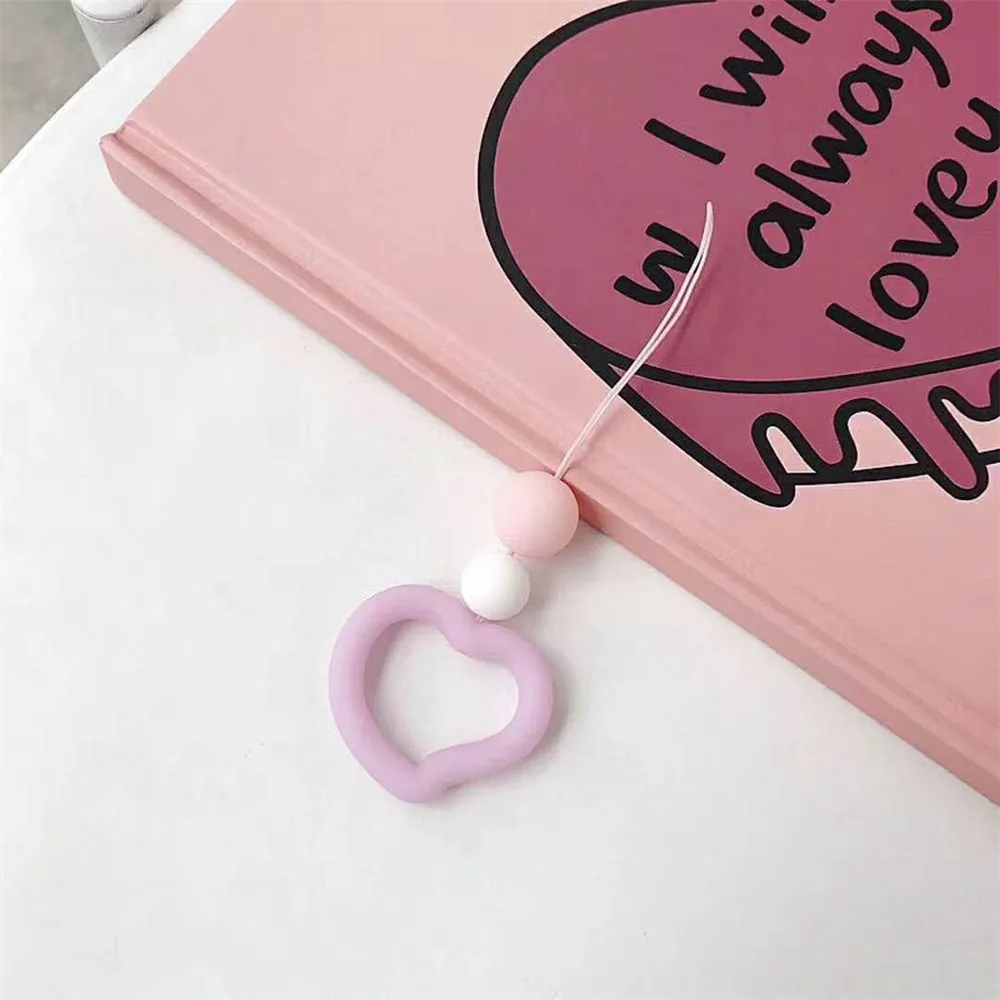 Universal Mobile Phone Ring Finger Strap Charm Lanyard Silicone love heart Macaron Kwaii Cute Loop Unique Soft For IPhone | Мобильные