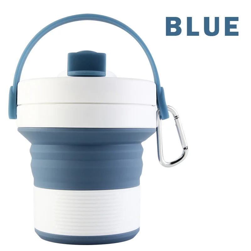 duck blue 450 мл Пищевая силиконовая кофейная чашка складная телескопическая дорожная чашка для воды Портативная Складная складная бутылка для воды - Цвет: duck blue