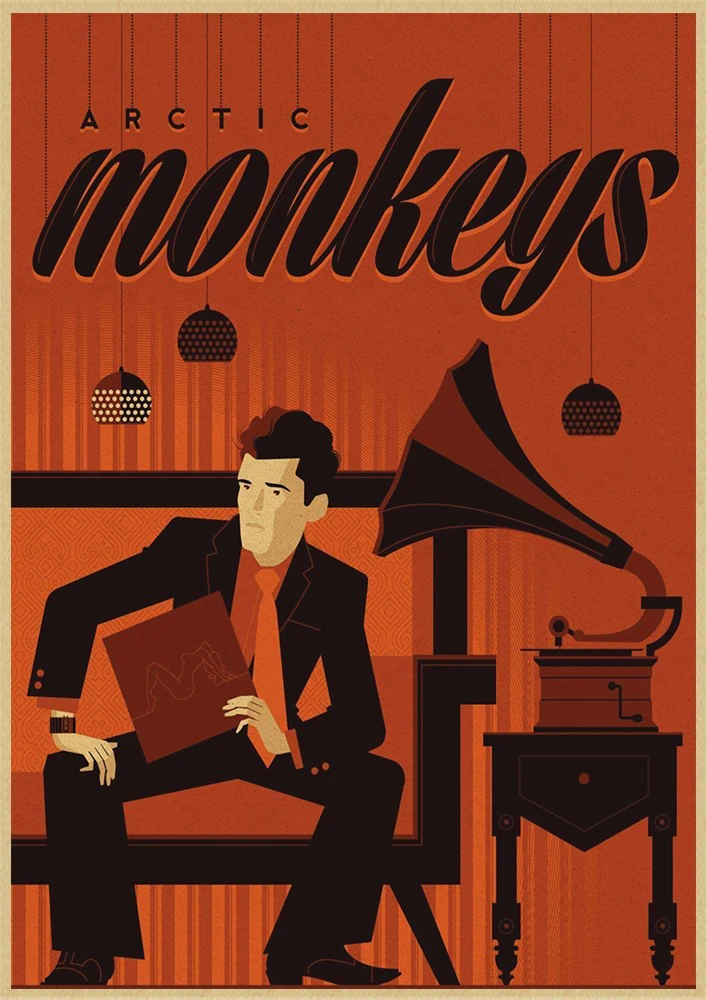 Рок-Группа Arctic Monkeys крафт-бумага плакат настенный домашний бар плакаты домашний декор - Цвет: Черный