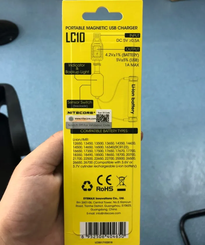 NITECORE LC10 портативное магнитное наружное USB зарядное устройство для