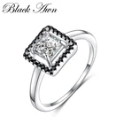 Черный ость обручальные кольца для женщин из натуральной 100% 925 стерлингового серебра ювелирные изделия черный и белый камень квадратный Bijoux (украшения своими руками) Bague C221