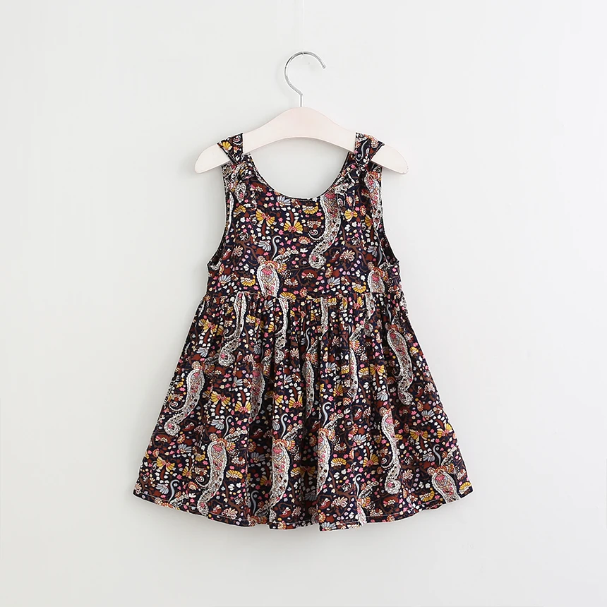 Hurave NEW arrival girls dress kids clothes children sleeveless leaf printed fashion summer clothing 17L1 | Мать и ребенок