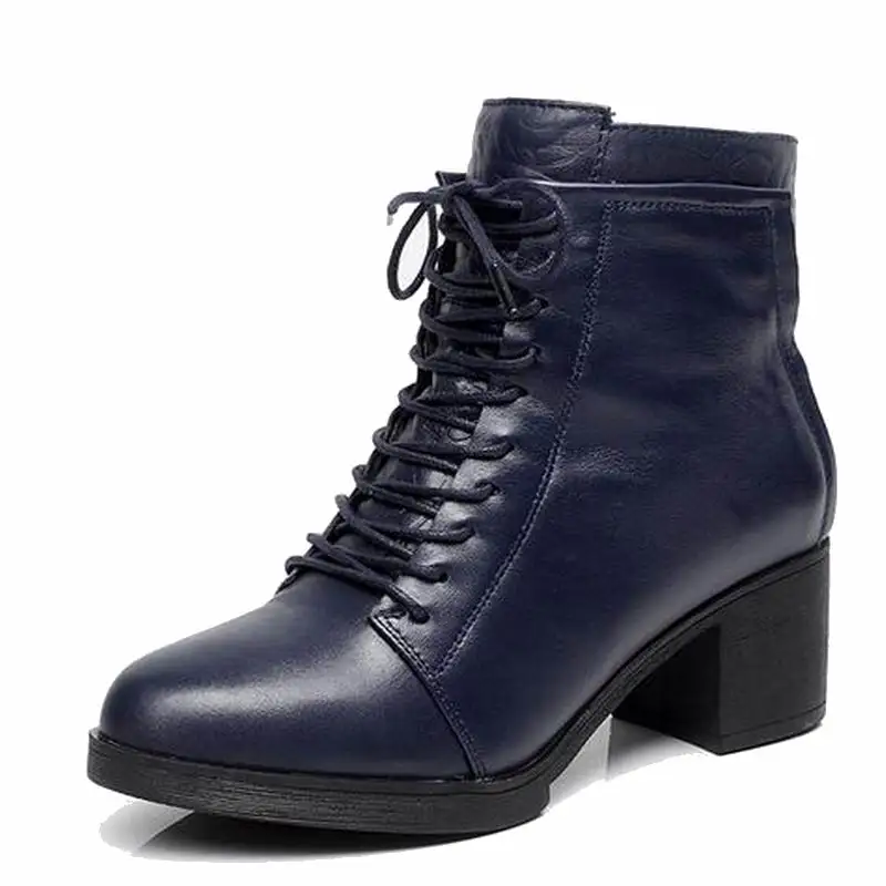 Ботинки женские демисезонные на шнуровке из натуральной кожи 33 42|genuine leather boots|martin