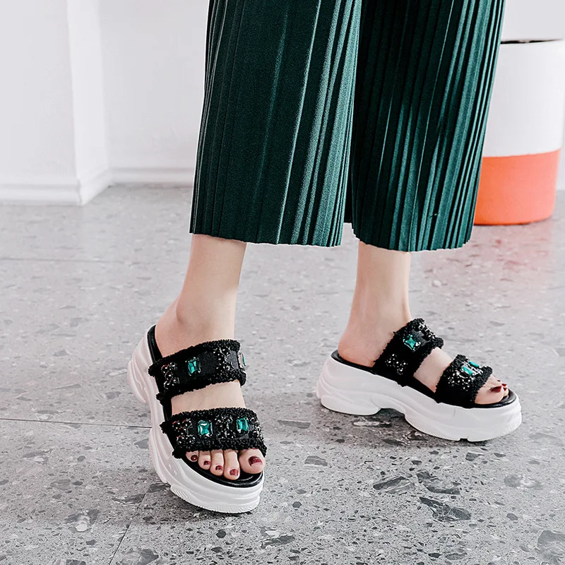 Обувь Женские сандалии со стразами zapatos de mujer Стразы Тапочки feminina chaussures femme