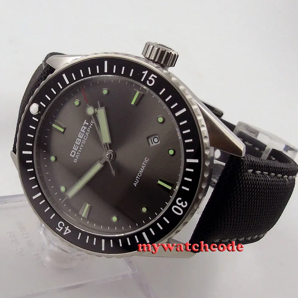 Автоматические Мужские часы с серым циферблатом 43 мм керамическим ободком Sapphire