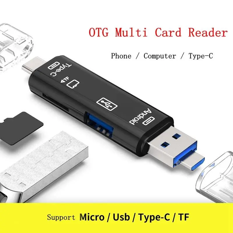 Высокая скорость 3 в 1 type-C кард-ридер Micro usb type-C флэш-накопитель адаптер разъем Mini TF кард-ридер для ПК компьютер