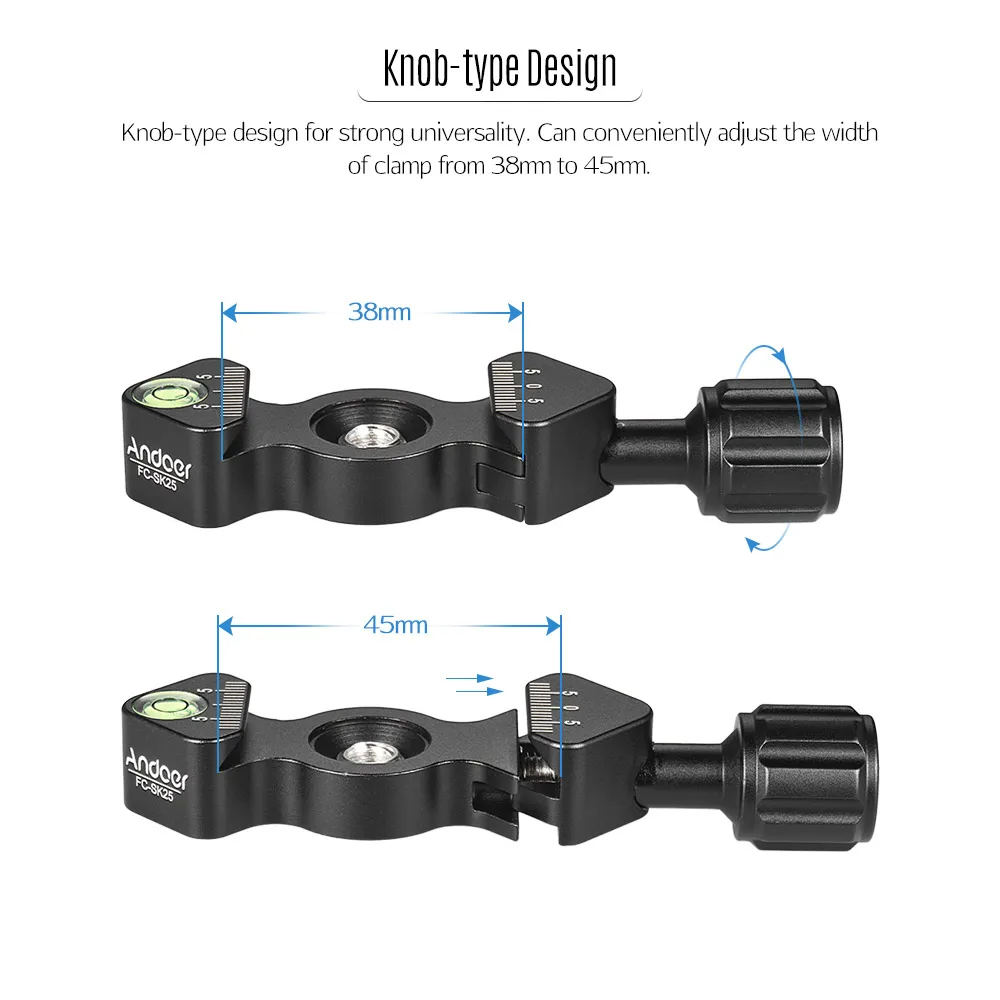 Andoer SmallRig Plate Quick Release Clamp for Arca-Swiss 1/4"&amp3/8" Screw Hole Tripod Grips Knob-Type RSS Kirk Marking |