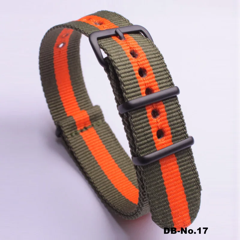 2AramGrey1Orange Роскошные цвета NATO ремешок для часов нейлоновый ремешок черное кольцо Пряжка 18 мм 20 мм 22 мм 24 мм полосатый сменный ремешок аксессуары для часов ремень - Цвет ремешка: 2AramGrey1Orange
