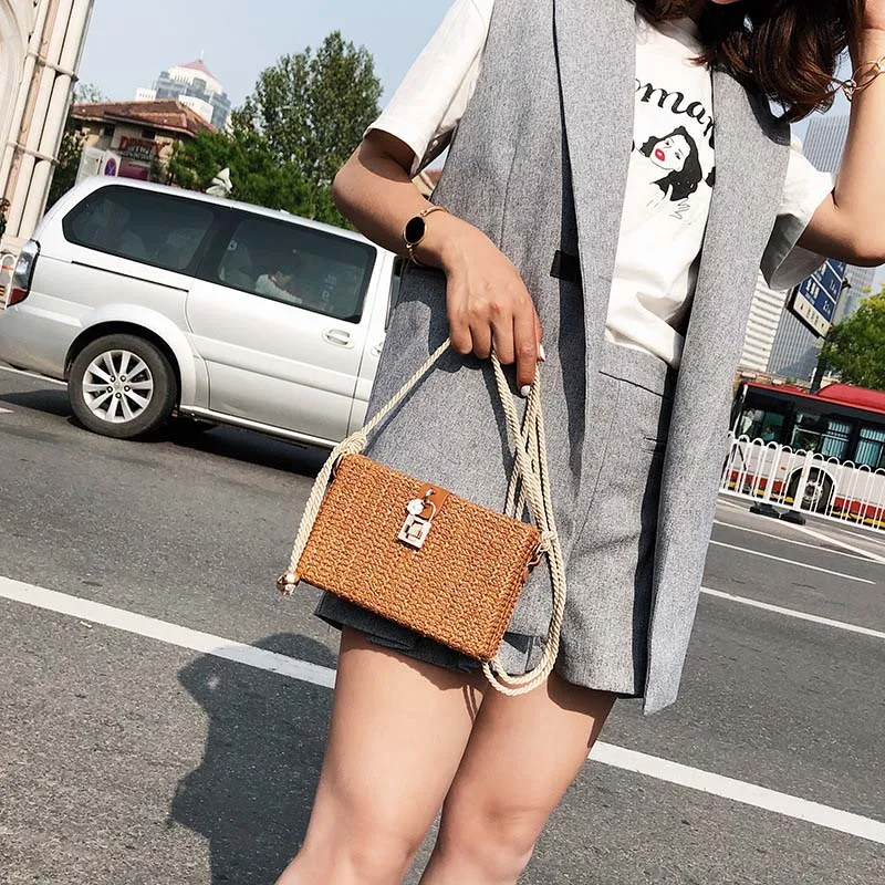 Женские Горячие соломенные сумки женские летние пляжные INS Популярные сумочки