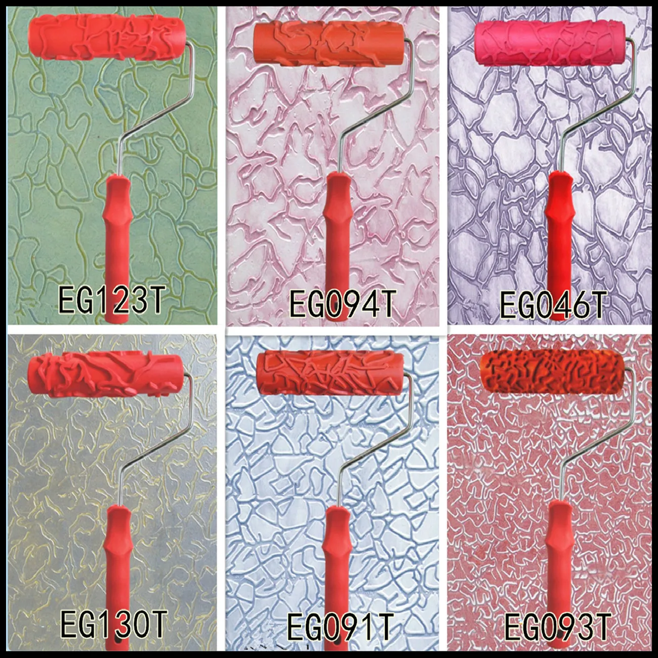 

7"Crack new series of roller printing diatom mud special roller knurling mold soft roll printing art tool paint with handle grip