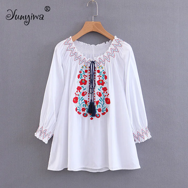 Yuuyiwa Women Blouses Shirts Women's new wholesale flowers embroidered fringed jacket Tops Blusas Mujer De |