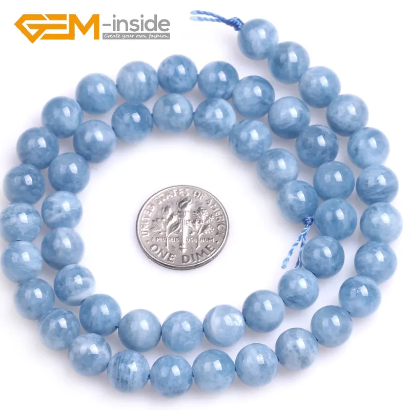 GEM-inside 6/8/10/12 мм круглые Класс AA Класс аквамарины Quartzs бусины для изготовления ювелирных изделий, для изготовления украшений своими руками, подарок нитка 15 дюйм(ов) Новые - Цвет: 8mm AA Grade