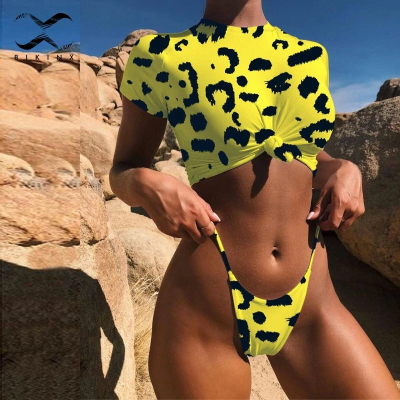 Bikinx спортивный купальник короткий рукав для женщин сексуальный пуш ап женский 2018