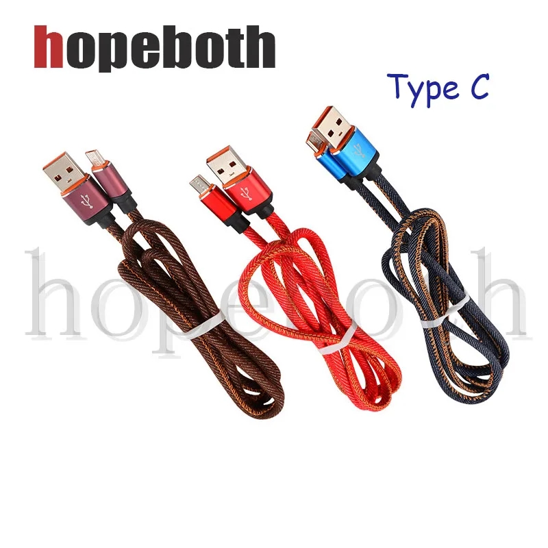 Кабель USB Type C в синей джинсовой оплетке 10 шт./Лот 1 м кабель для быстрой зарядки