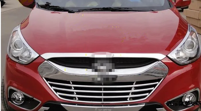 Для hyundai ix35 2009-2011 ABS Хромированная передняя решетка Refit вокруг отделки решетки гонки