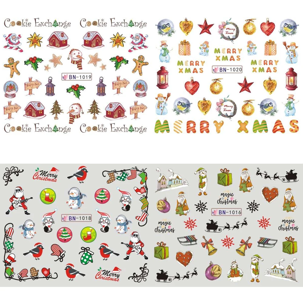 1 шт рождественские наклейки для ногтей Санта Клаус Водные Наклейки Обертывания