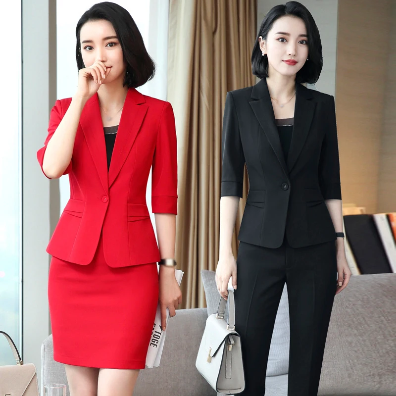

pants suits 2019women's suits suit dress for office Five-point mid-sleeve Big size slimming down ladies suit Waist-up Small suit