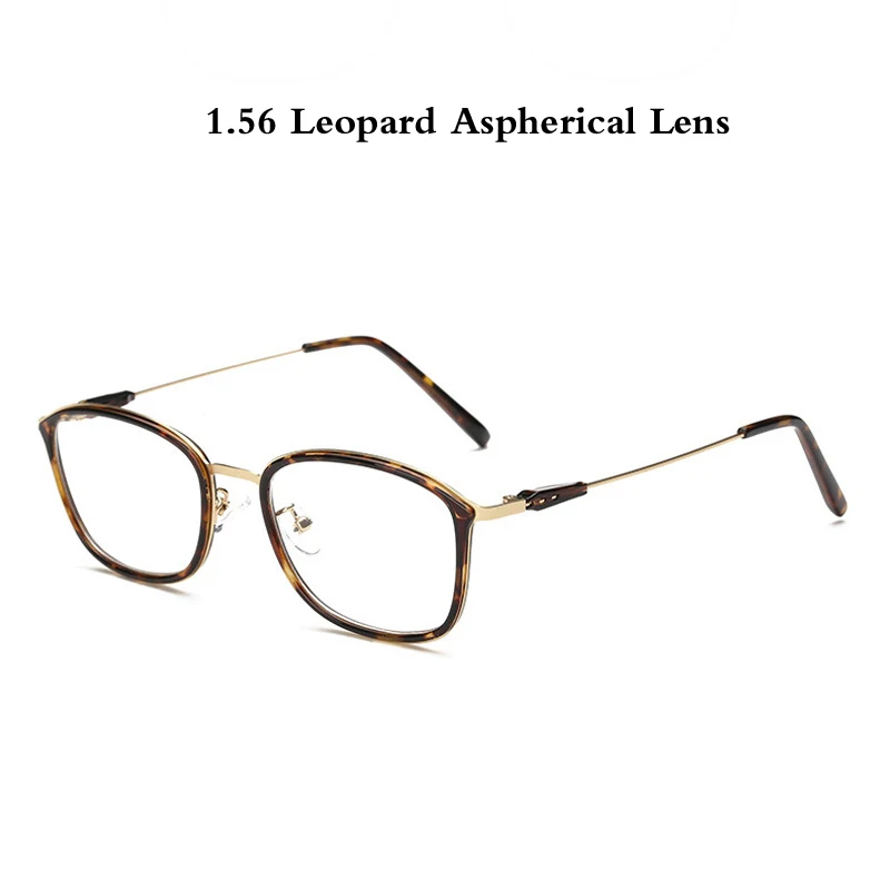 1.56 leopard Zilead TR90 небольшой готовой близорукость очки Классические Для мужчин металлические квадратные близорукие очки 0to-6.0Unisex - Цвет оправы: 1.56 leopard
