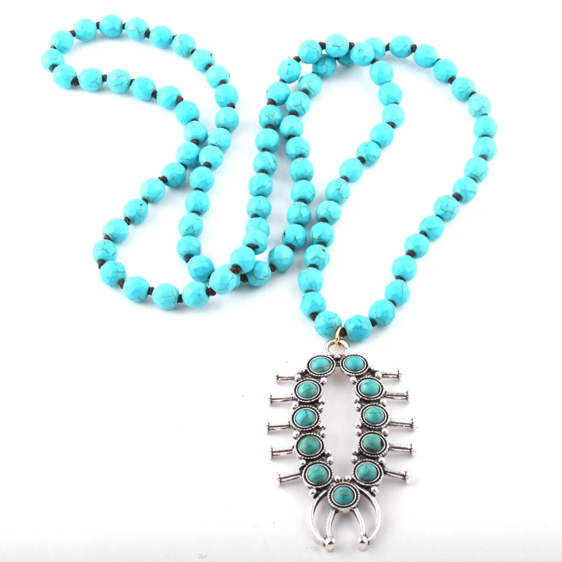 MOODPC модные богемные ювелирные изделия плоские/круглые синие камни с узлом металл