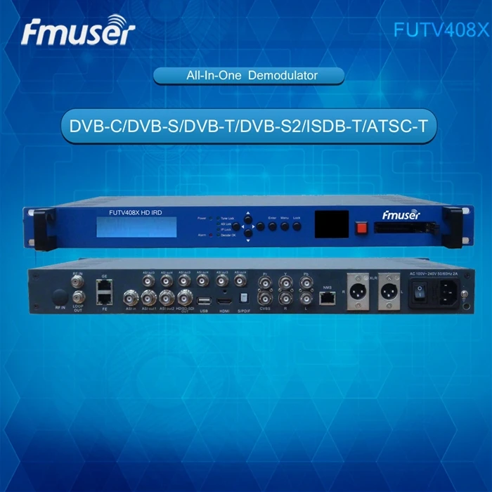 FUTV408X HD IRD(1 DVB C/S/T/S2 ISDB T RF вход 1 ASI IP In 2 выход HDMI SDI CVBS XLR Out) с экраном в режиме