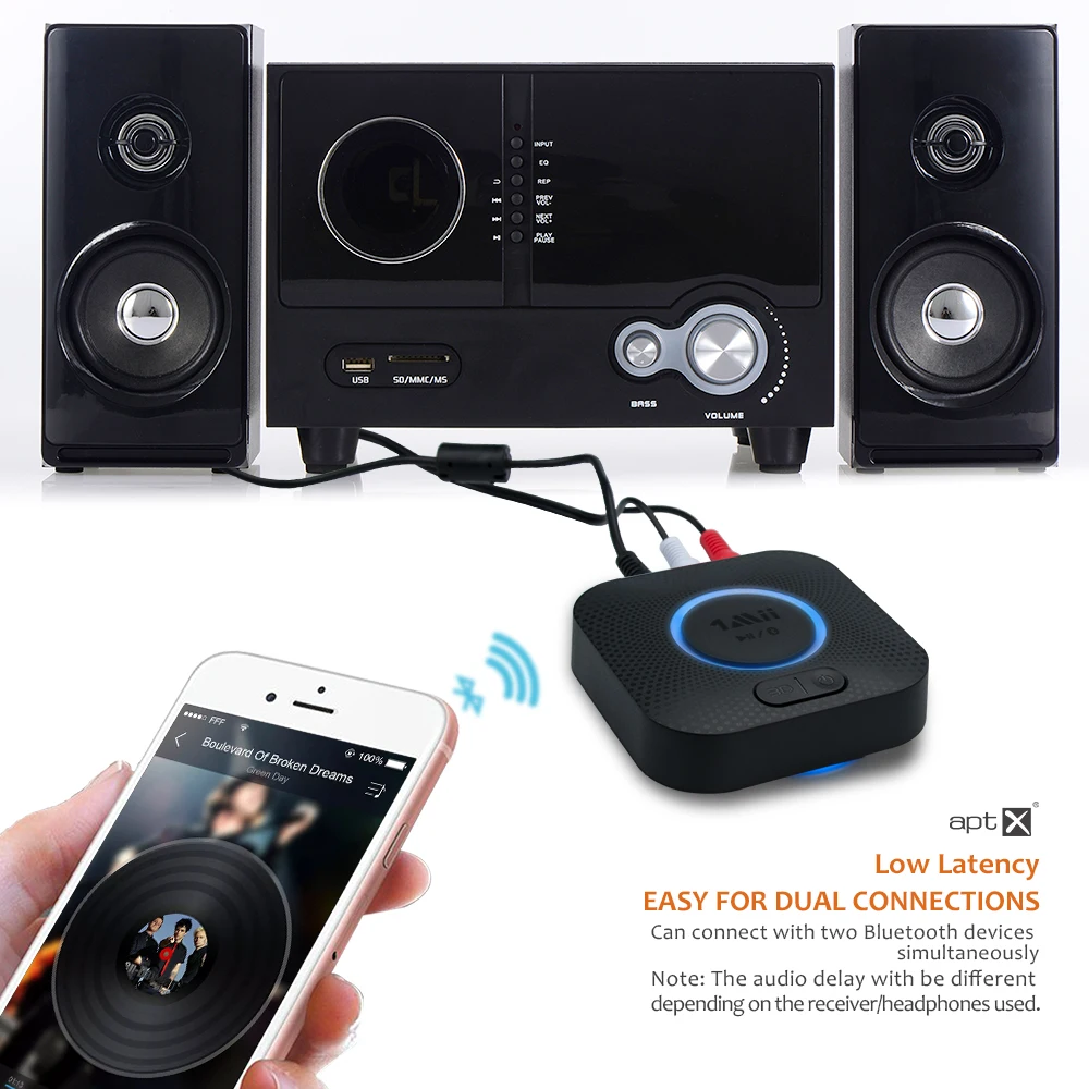 Беспроводной Bluetooth 5,0 приемник аудио адаптер длинный диапазон 50 м RCA AUX 3,5 мм APTX для планшетных ПК ноутбук ТВ смартфон динамик B06