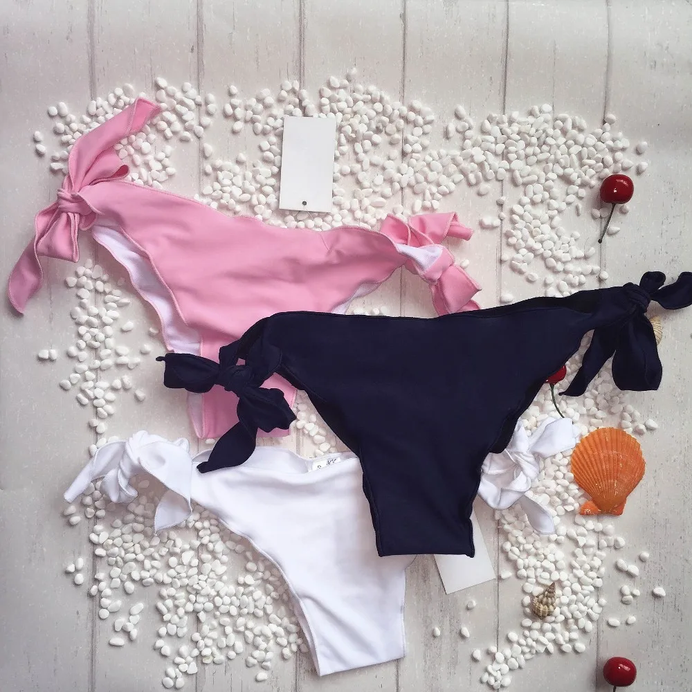 Seagm 2018 бикини дно чистый цвет бразильский T-Back полу в стринги купальники Высокое