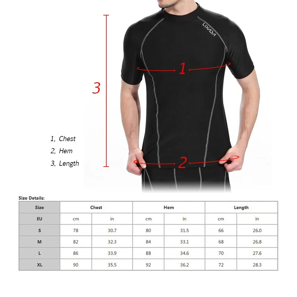 

Men Tights T-shirt Male Compression Shirt Black Short Sleeve Size S-XL Quick Drying Breathable Fitness Sports Running T-shirt