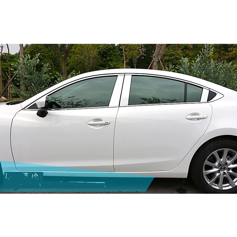 Lsrtw2017 304 нержавеющая сталь окна автомобиля планки для mazda 6 - Название цвета: silver 6 pcs one set