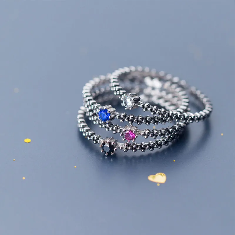 

Vintage 925 Sterling Silver Rings For Women Open Crystal Zircon Wedding Ring Finger Luxury Female Jewelry Party Gift Wholesale