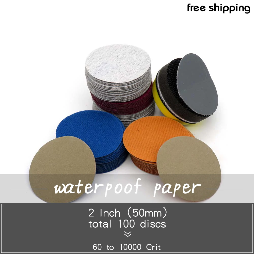 100 шт 2 дюйма водонепроницаемый наждачная бумага крюк и петля карбида кремния от 60