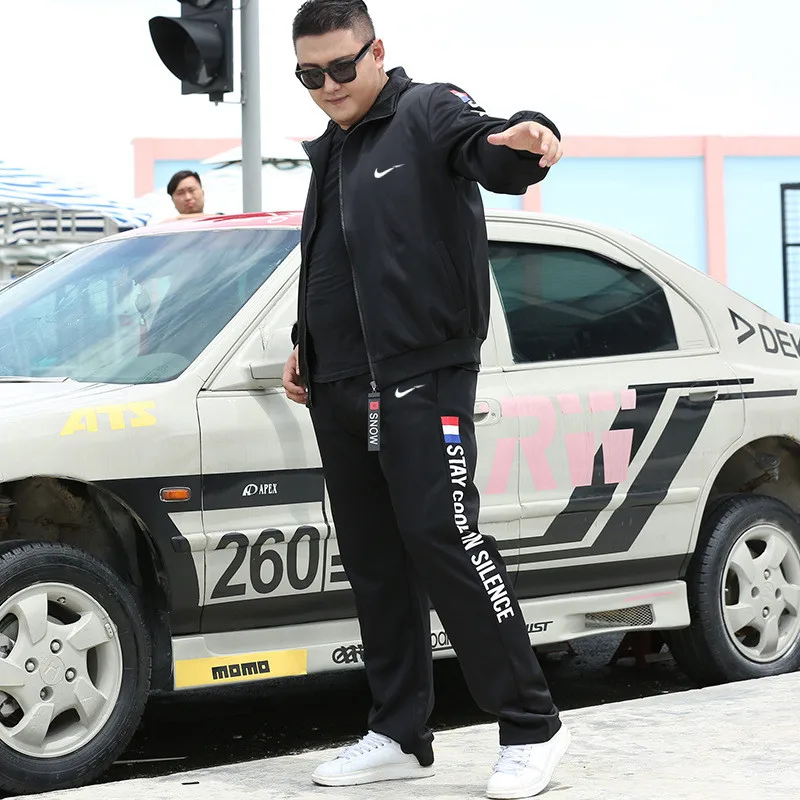 Спортивный костюм комплект мужской одежды just break do it Fat плюс размер черный 2019