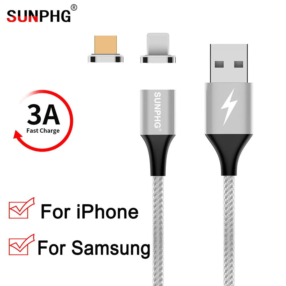 Магнитный зарядный кабель для телефона SUNPHG для samsung Android A7 A6 на Galaxy S7 Micro usb 3A Быстрая зарядка линия передачи данных для iPhone x 8p 1 м