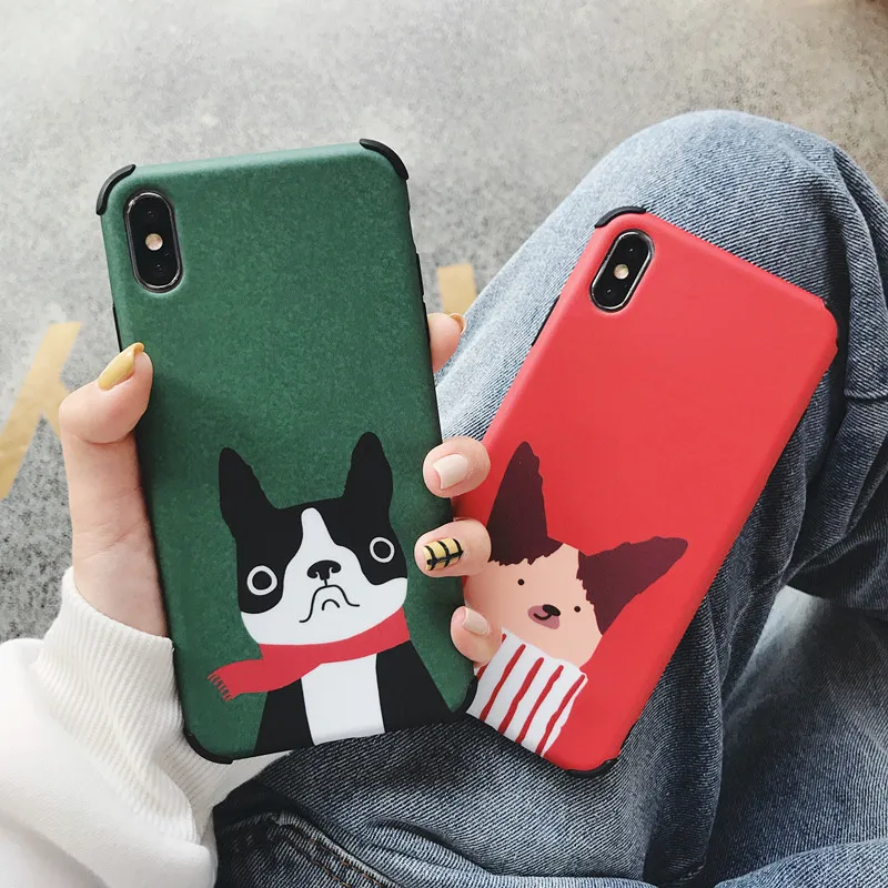 GYPHCA Fashion Anti-knock Cartoon DOG Phone case For iphone 6 7 8 Plus X XS XR MAX Cute Fitted Case IMD TPU Soft Back Cover |