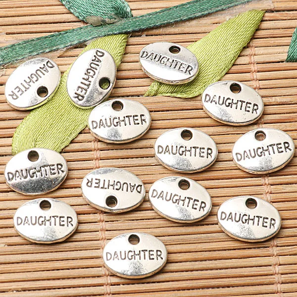 

50pcs tibetan silver color 2sided oval shaped DAUGHTER charms EF2612
