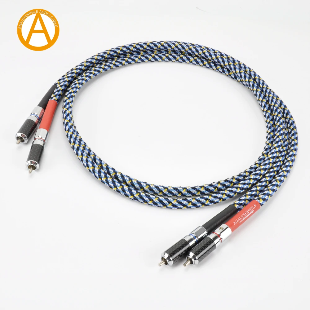 

ANAUDIOPHILE Premium RCA Audio Cable Pair 6N OFC HiFi RCA Interconnect Cable Sliver Plated Conductors Rhodium Plated RCA Plug