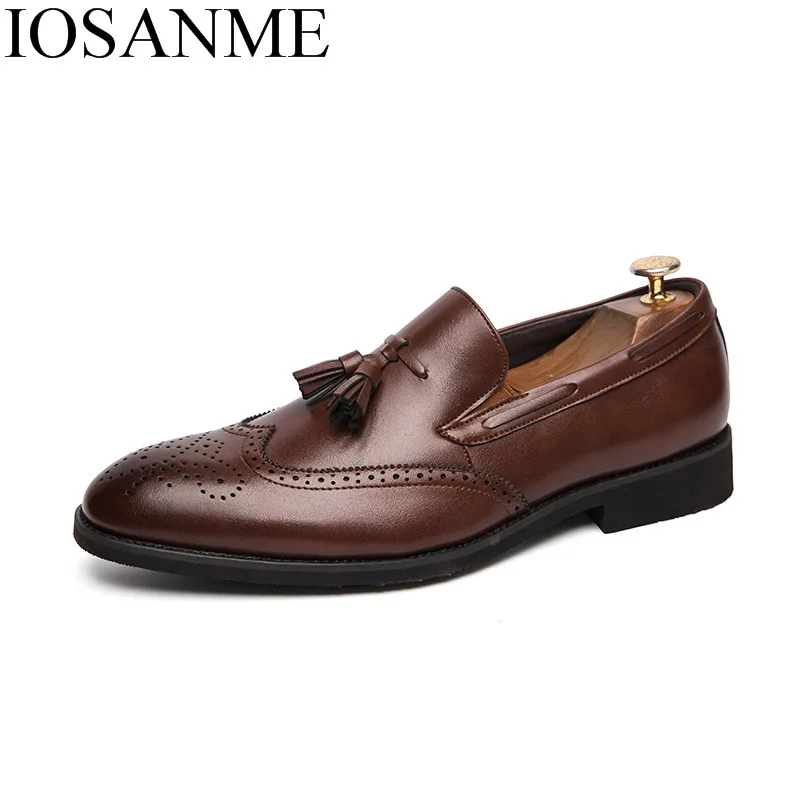 

elegant formal leather shoes men luxury brand tassel dress male footwear italian office wedding moccasins homme brogue oxfords