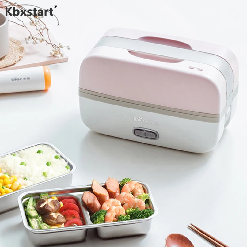 

Kbxstart 220 В портативная многофункциональная Паровая рисоварка Ланч-бокс двухслойная кухонная плита из нержавеющей стали