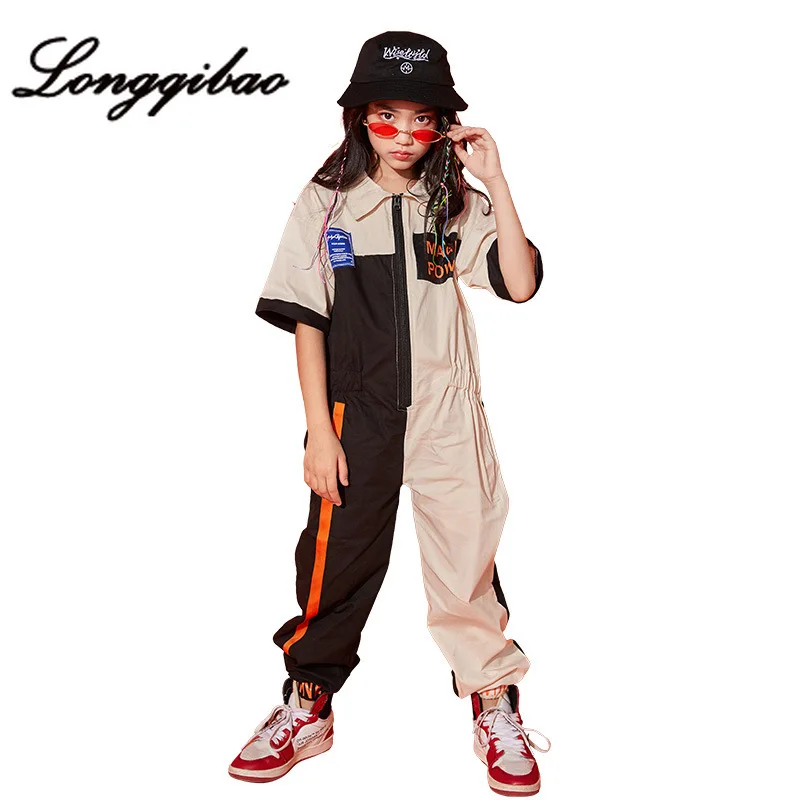 Children's street dance suit girls hip hop bodysuit tide clothes children's modern performance handsome costumes | Детская