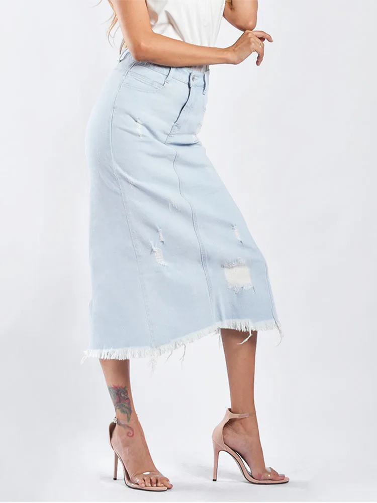 Женские летние выбеленные джинсы с высокой талией свободные до середины икры из