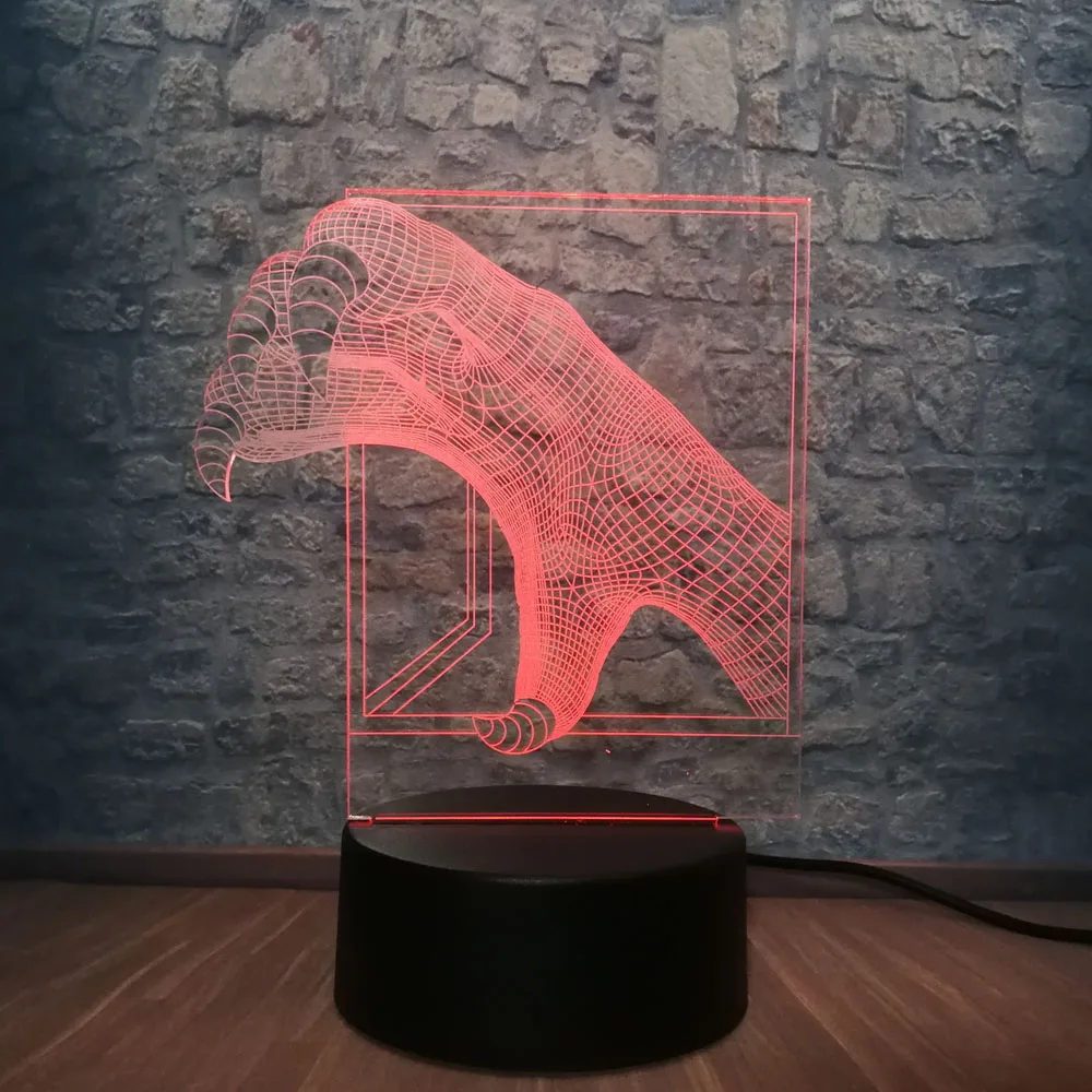3D зверь лапы светодиодный ночной Светильник Иллюзия USB Base desktoр зарядное