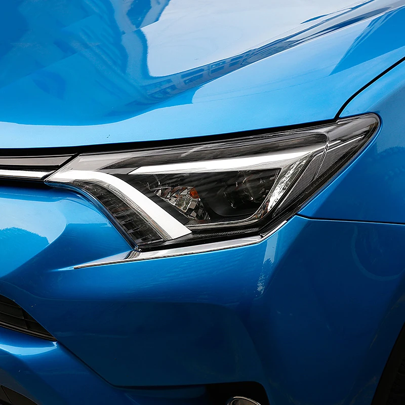 

For Toyota RAV4 Rav 4 2017 2018 ABS Front Headlight Head Light Lamp Eyelid Cover Kit Trim sticker Accessories 2 Pcs / Set
