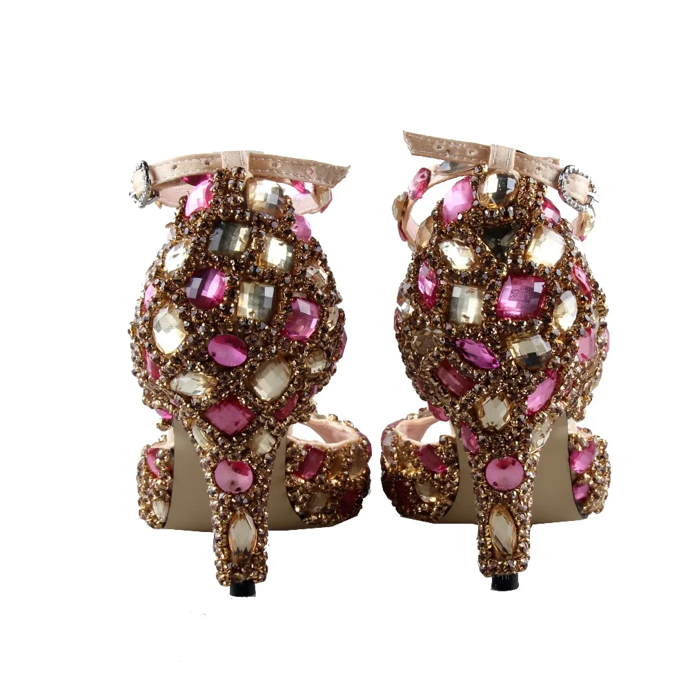 Сделанные на заказ туфли BS987 цвета шампанского золотого фуксии розового с