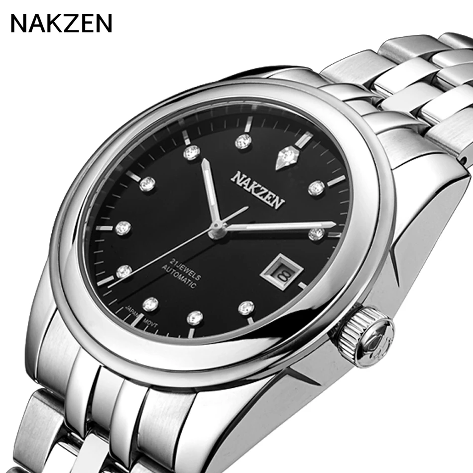 2017 Г Жа NAKZEN часы световой сапфир автоматические механические досуг бизнес водонепроницаемые relojes hombre лучший