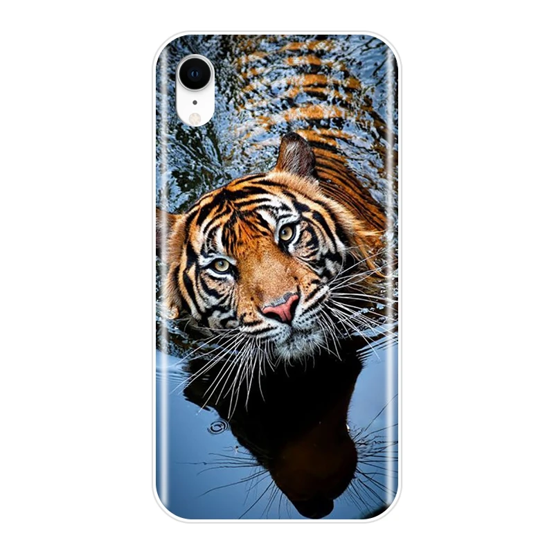 Чехол для телефона силиконовый iPhone 6 S 7 8 X XR XS Max Tiger Leopard Panther Cool Мужская мягкая