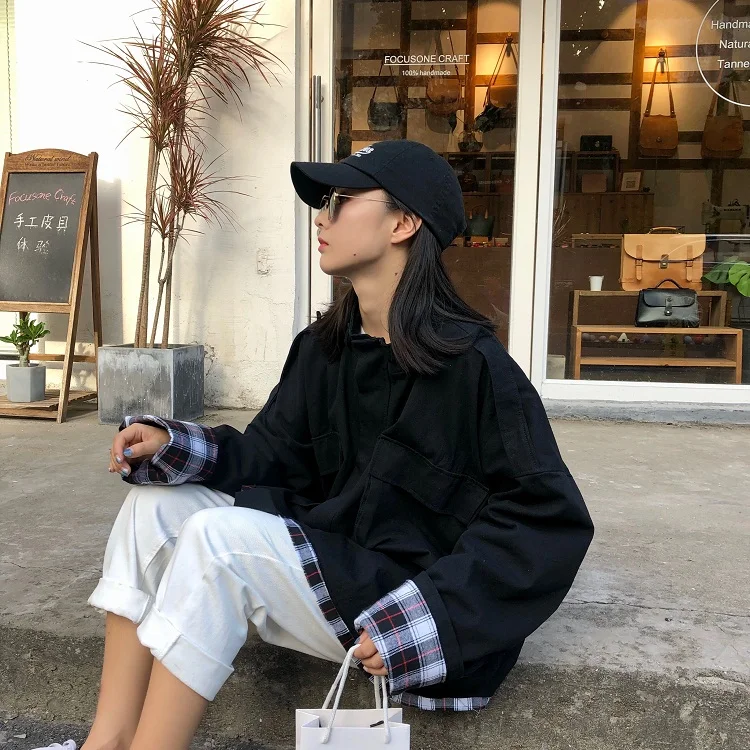 DICLOUD, винтажные клетчатые куртки, для женщин, Harajuku, Осенние, более размера d, пальто для девушек размера плюс, длинная верхняя одежда, женская мода, зеленые Топы