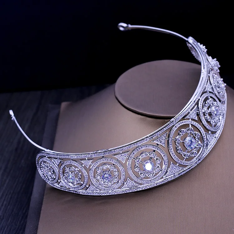 Стразы SLBRIDAL из медного сплава с кубическим цирконием свадебная тиара фианитом